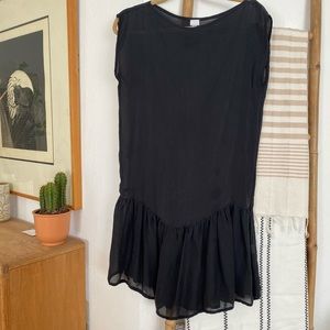 Drop waist raw silk dress